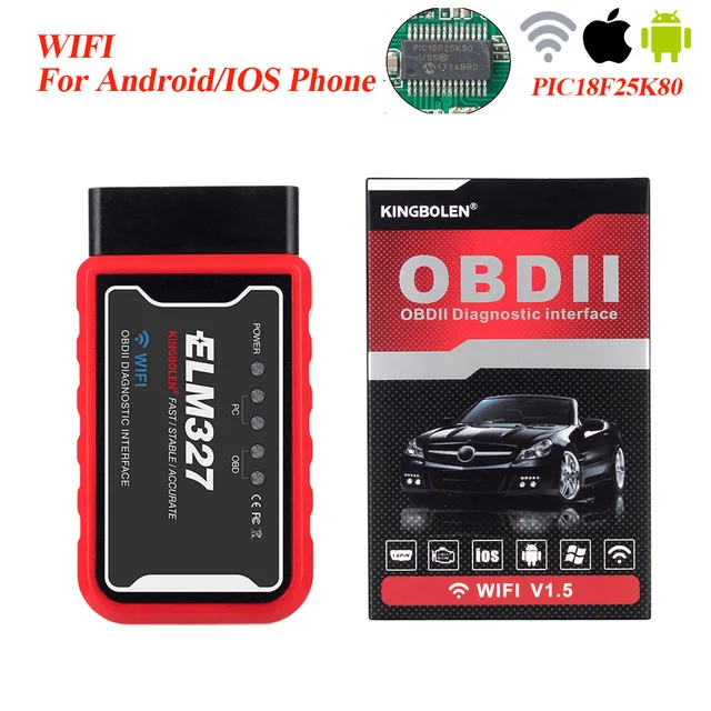 ELM327 V1.5 PIC18F25K80 чип OBD2 автоматический сканер Bluetooth/wifi Kingbolen ELM 327 OBDII автомобильный диагностический инструмент для Android/IOS/PC - Цвет: ELM327 Wifi