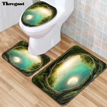 

Thregost Home 3Pcs Mat Set Bathroom Carpet Non-slip Bath Mats Toilet Floor Mat Memory Foam Bath Mat Bathroom Carpets
