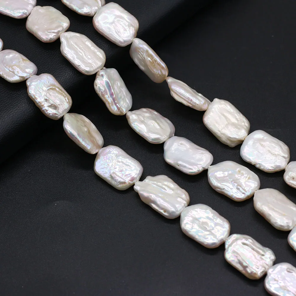 Natural Freshwater White Baroque Pearl Rectangle Loose Beads For Jewelry Making DIY Charms Bracelet Necklace Earring Accessories