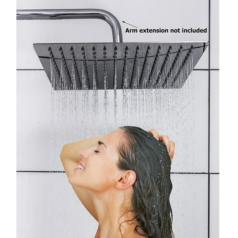chrome ultrathin showe head shower faucet accessories 10" 12" 16" rainfall square chrome finish single head bathroom shower head