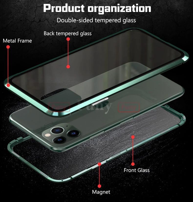 Полный охват телефона чехол для iPhone11 Pro Max чехол Магнитный чехол для iPhone 11 Pro чехол 360 металлический Bumber iPhone 11Pro