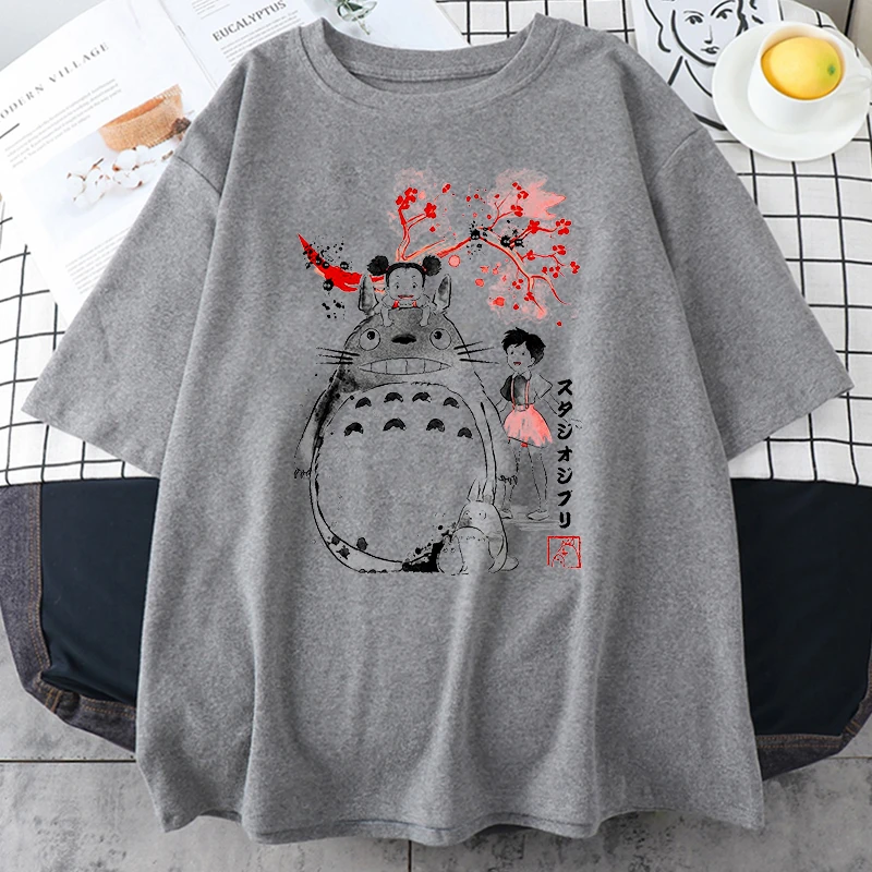 Totoro Studio Ghibli Harajuku Kawaii T Shirt Women Ullzang Miyazaki Hayao Tshirt Funny Cartoon T-shirt Cute Anime Top Tee Female vintage graphic tees