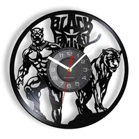 Wakanda Forever Panther Superhero Inspired Vinyl Record Wall Clock Silent Non Ticking Timepieces Retro Wall Watch For Kids Room 1