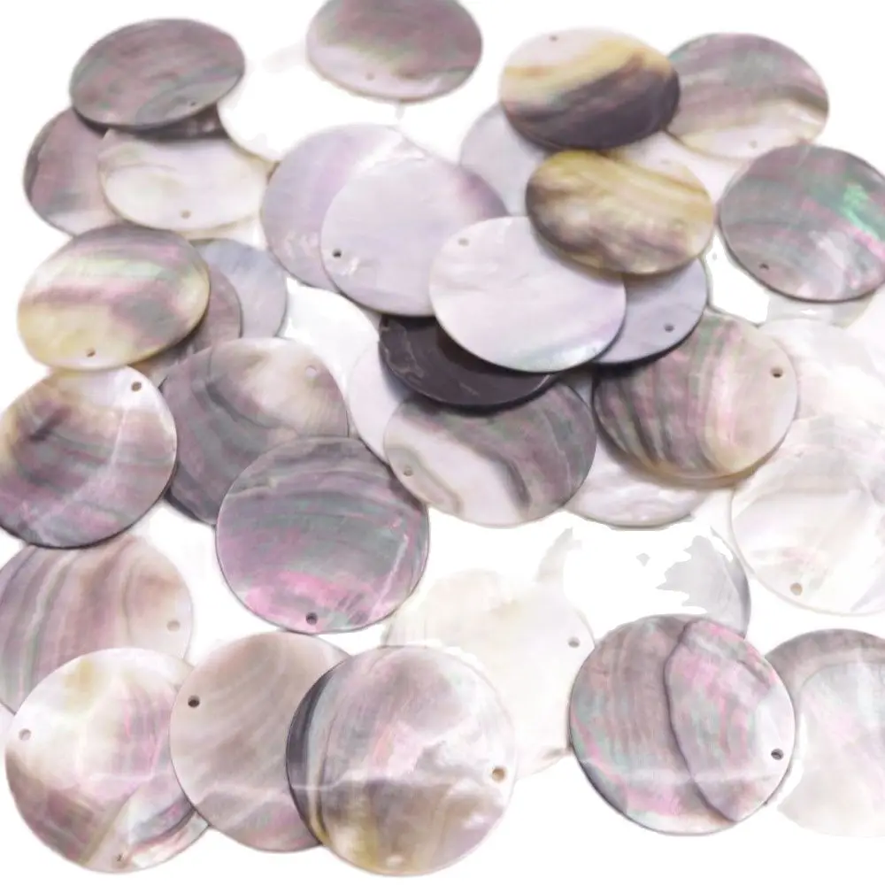 

New Fashion 50 PCS Coin Shell Natural Gray Black Mother of Pearl 10mm 20mm 30mm 40mm Choose