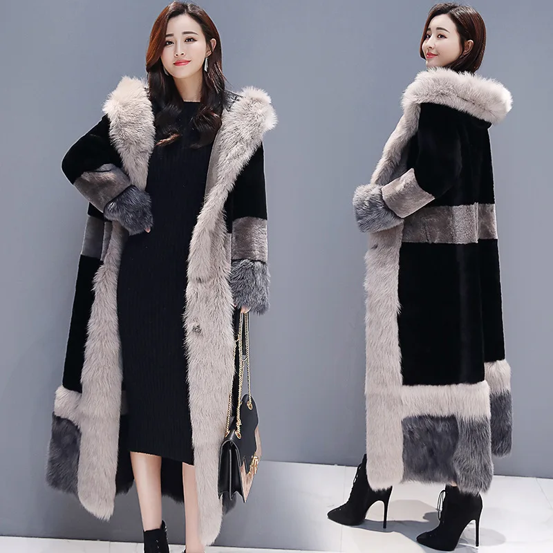 

2018 Winter New Style Coat plus Thick rong da Fur Collar over-the-Knee Long Fur Duffle Coat Tall Women's