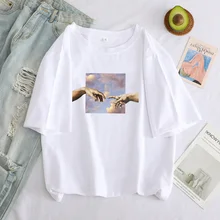 Cheap Women T Shirts Funny Print Aesthetic Hand Graphic T-shirt Oversized Tshirt Casual Top Tees Michelangelo Clothes Female T-shirt Cheap Women T Shirts Funny Print Aesthetic Hand Graphic T-shirt Oversized Tshirt Casual Top Tees Michelangelo Clothes Female T-shirt