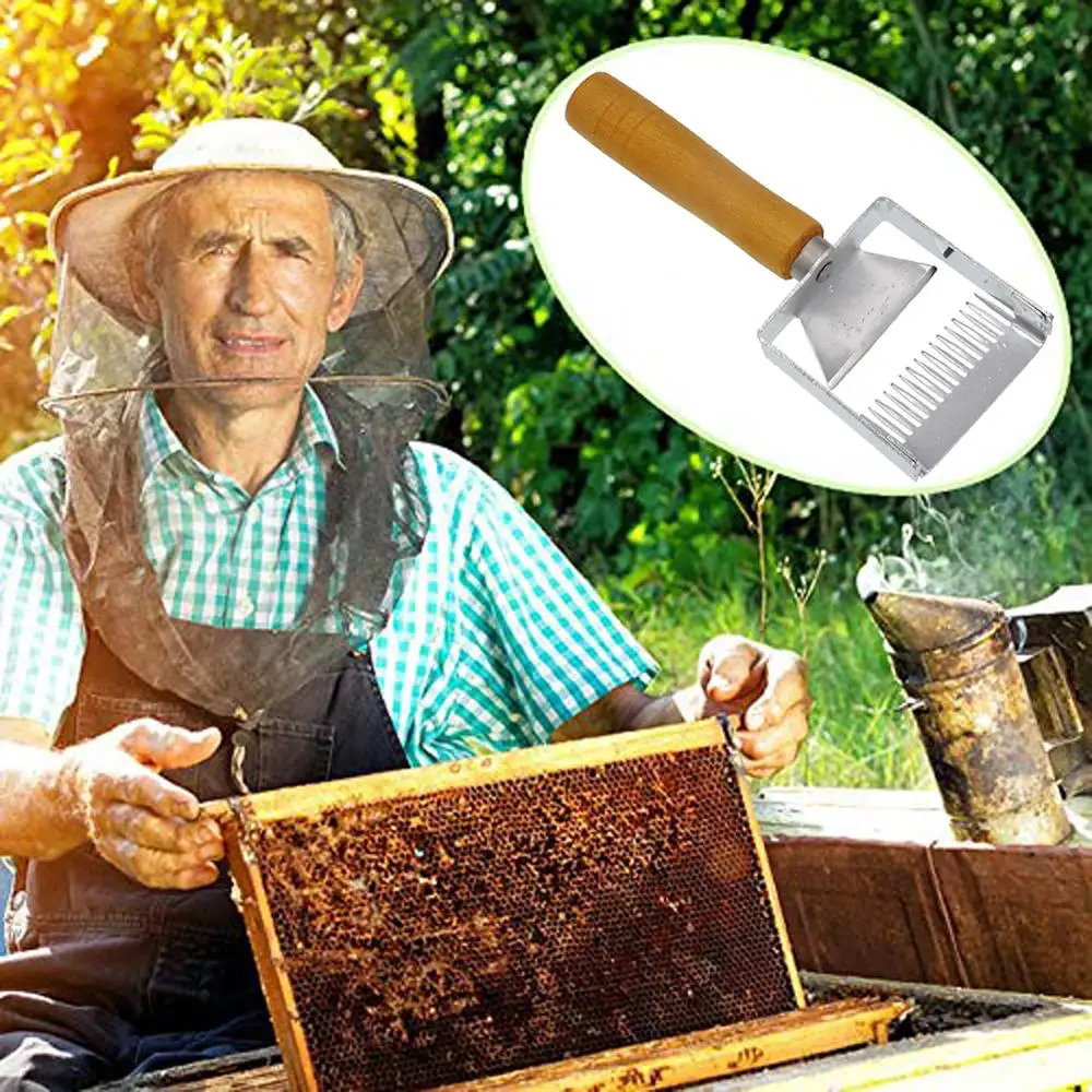 

beekeeping knife Stainless Steel Bee Hive Uncapping Fork Scraper Shovel Honey Fork Honey Comb Double Needle bee scraper