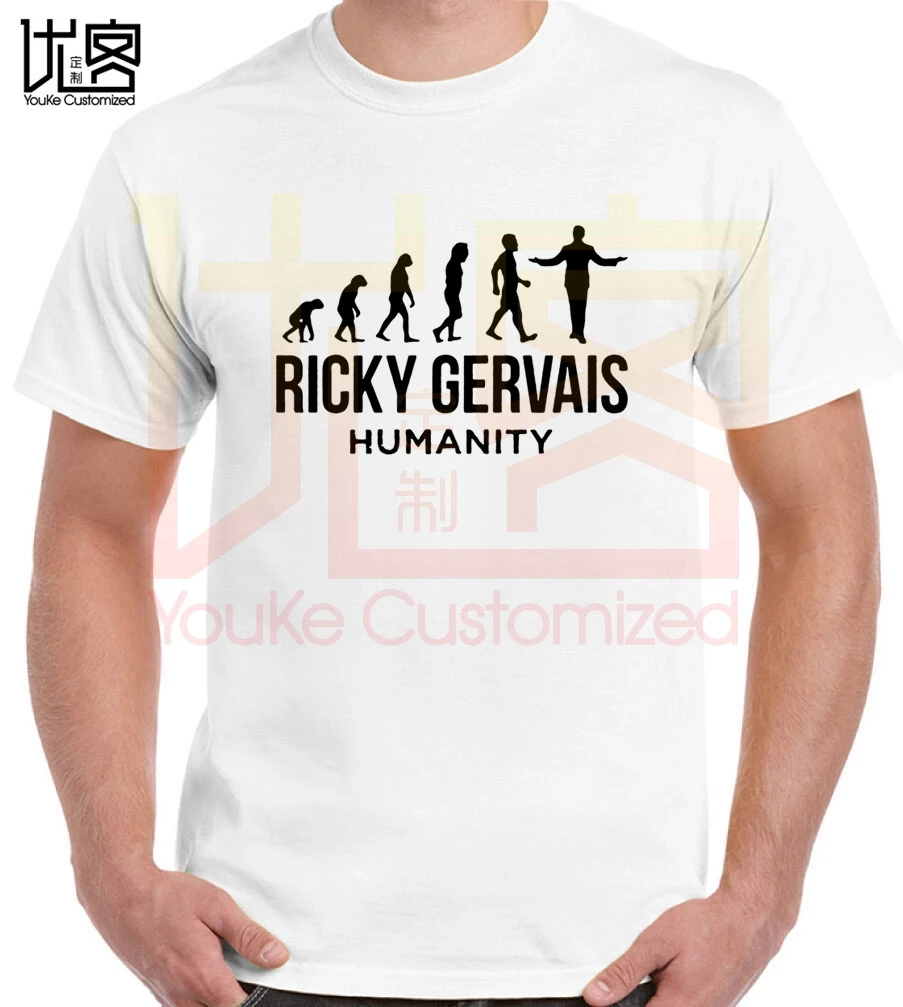 Ricky gervais humanity tour pose спортивная серая футболка мужская женская 100% хлопковая с