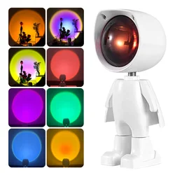 Projecteur LED en forme de Robot, charge USB, lumière de nuit arc en ciel pour Selfie, chambre à coucher, lampe de Table, 360 