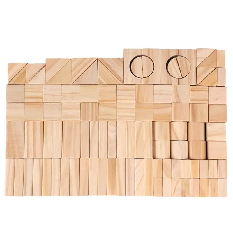 

Premium New 100 Pcs/Lot Wooden Blocks Set Castle Building Blocks Early Educational Toys