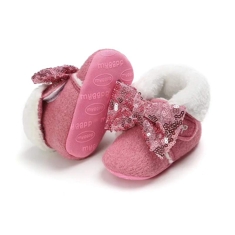  Kids Shoes Sneakers Toddler Baby Girls Winter Warm Shoes Fashion Cotton Anti Slip Sequin Buckle Kid