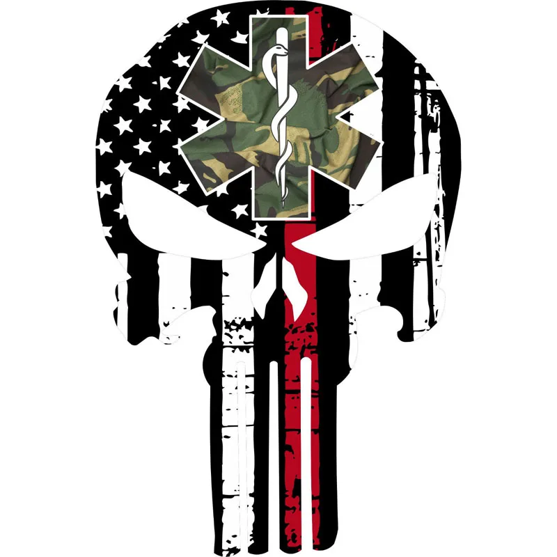 

DAWASARU SKULL FIREFIGHTERS CAMOUFLAGE DECALS Reflective The Tail of The Car Accessories Sticker Vinyl Decoration Weird 10*15CM