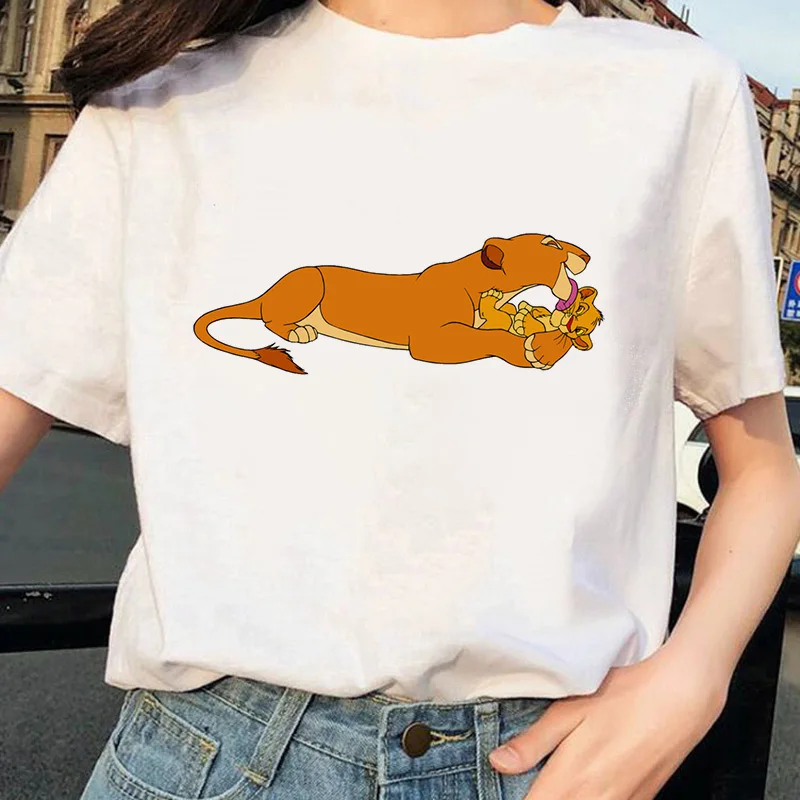 Lion King Print Summer Women T Shirt Short Sleeve O-neck Casual Funny Cartoon PrintedTops Tees Female Ladies T-Shirt | Женская одежда