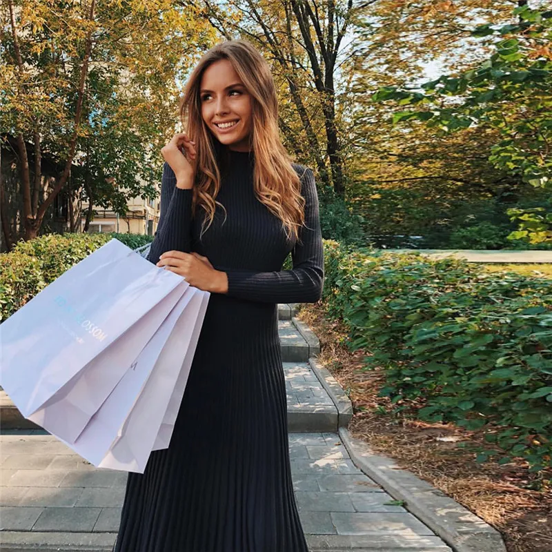 pleated sweater dress30