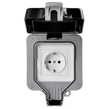 

IP66 Weatherproof Waterproof Outdoor Wall Power Socket 16A EU Standard Electrical Outlet Grounded AC 110-250V EU Plug CNIM Hot