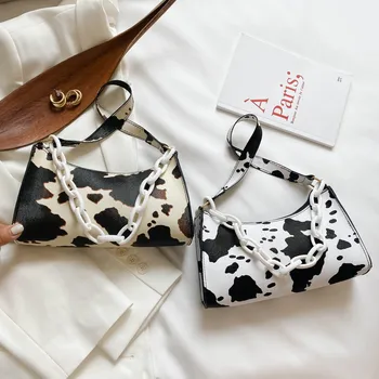 

New Fashion Cow Milk Print Women Handbag Totes Female Casual Underarm Shoulder Bags INS Popular Simple Female Daily Shoulder Bag
