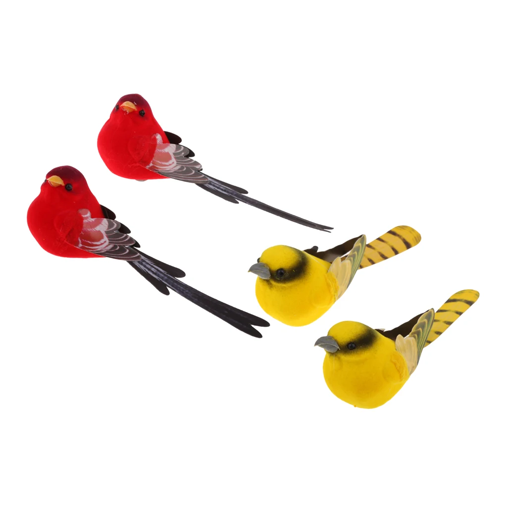 4pcs Artificial Small Birds Animal Realistic Garden Home Decor Ornament
