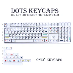 Capuchons de touches de clavier en PBT, 130 touches, profil Cherry, personnalisés, à pois, pour clavier mécanique, disposition 61, 64, 84, 108 