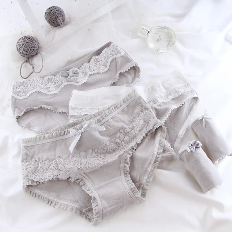 new girl underwear 5pc/bag lace cotton low waist briefs ladies young