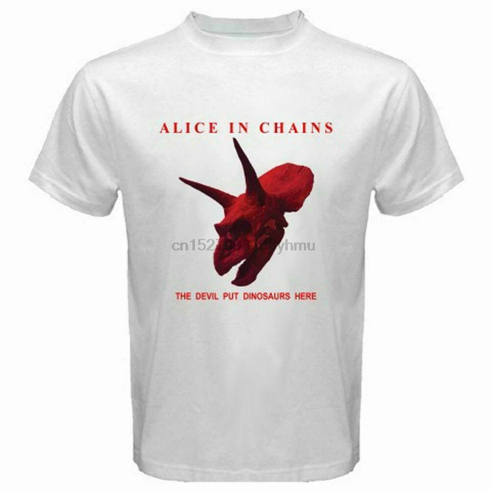ALICE IN CHAINS THE DEVIL PUT DINOSAURS HERE WHITE T-SHIRT EN1 |