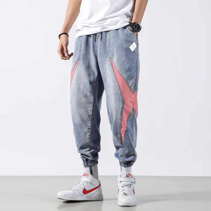 

Fashion Streetwear Men Jeans Paint Designer Spliced Cargo Pants Men Harem Jeans Korean Style Hip Hop Jeans Men Joggers Pants