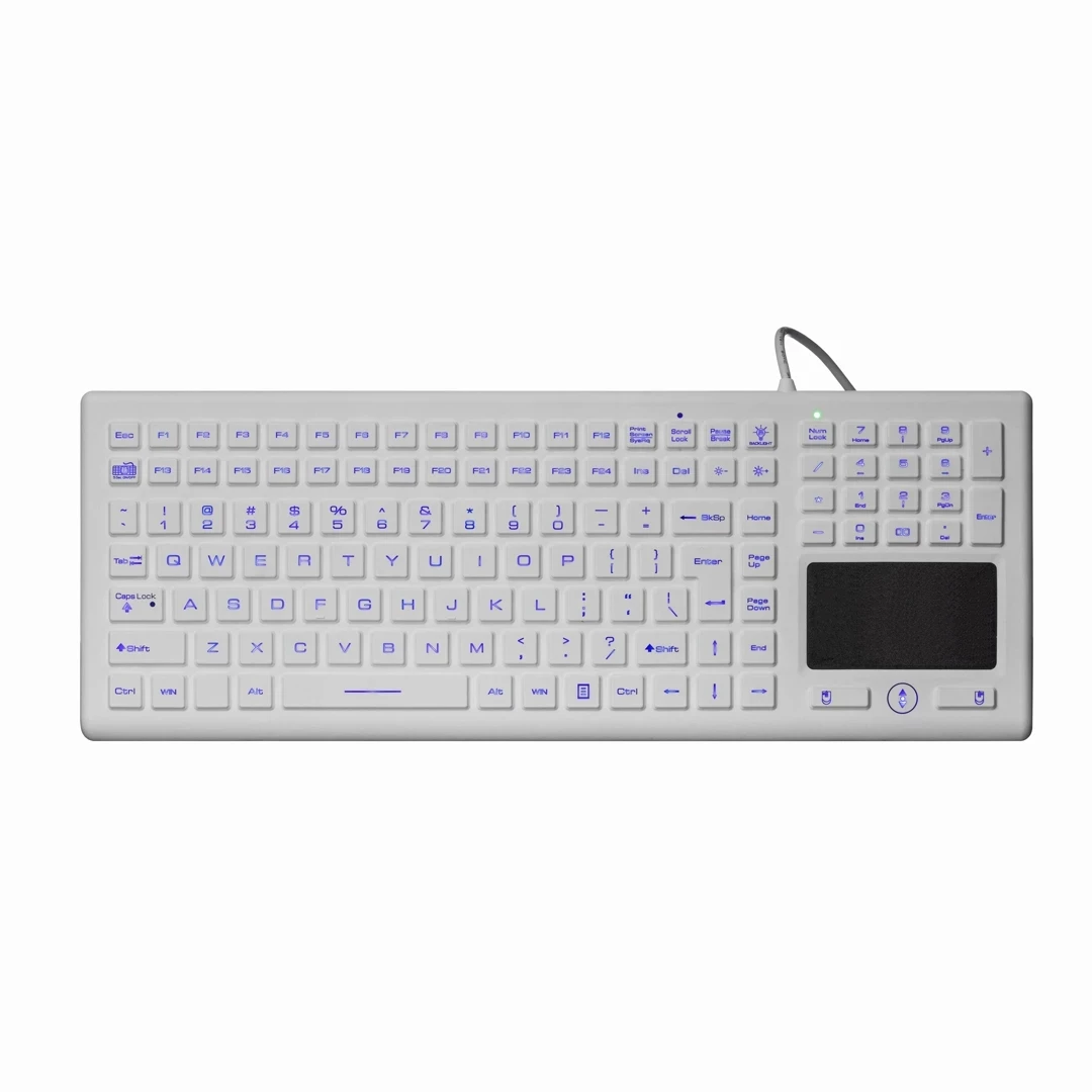 Teclado Médico Backlit Impermeável do Silicone do Desktop do Tamanho Completo Ip68 com Touchpad Integrado - Imagem 5