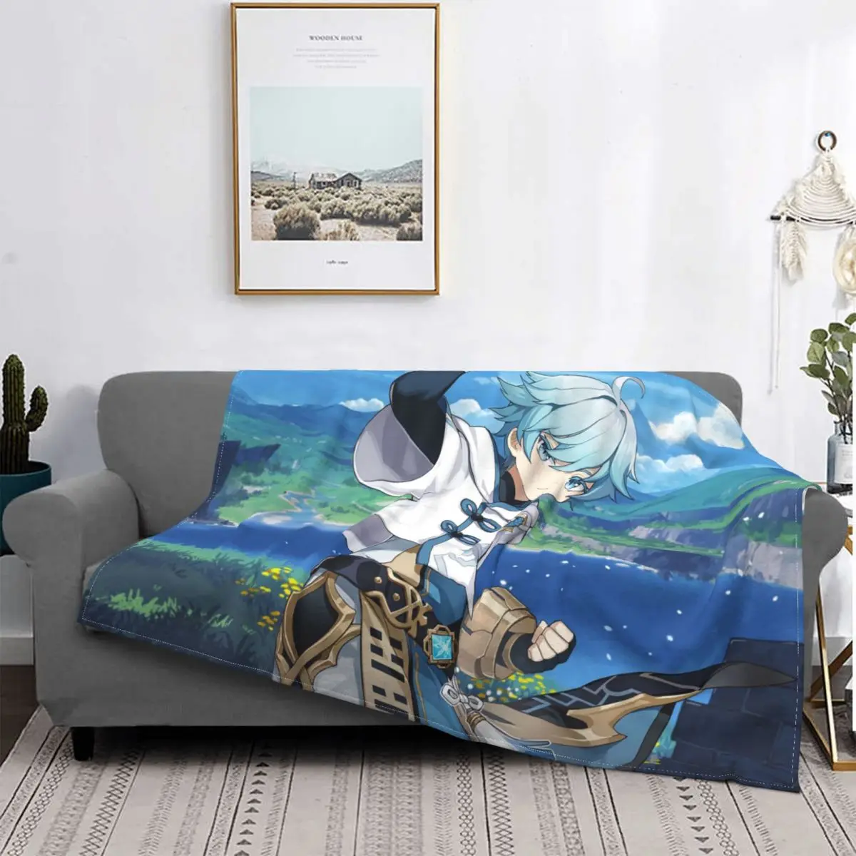 Hongyun Genshin Impact Knitted Blankets Anime Fuzzy Throw Blanket