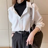 Shirts Women Fake Two-pieces Vintage Fashion Blouses Street-wear Patchwork Long-sleeve Loose Office-ladies All-match Simple Chic ► Photo 3/6