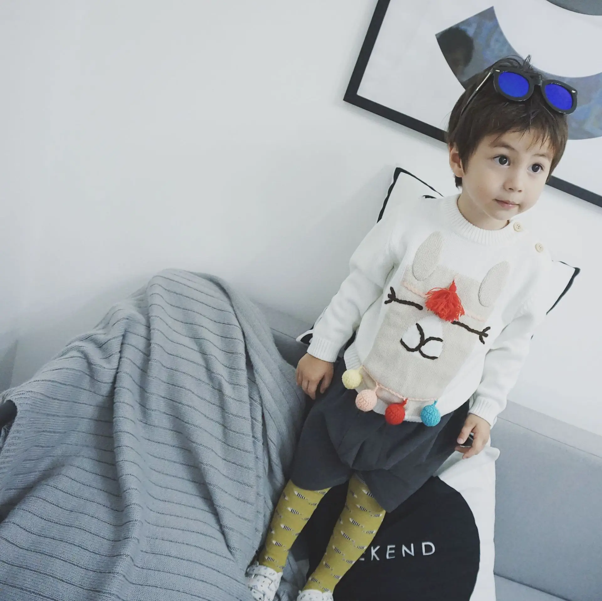 18 лет Осень и зима стиль ребенка животных моделирование свитер вырез лодочкой Чистый хлопок стерео животных Теплый