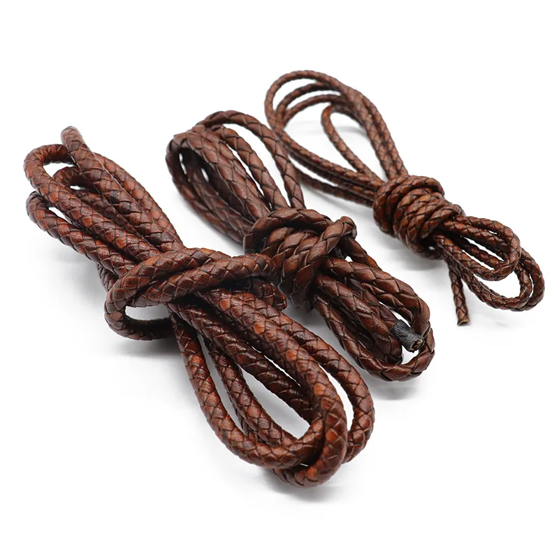 1meter/lot 3mm 4mm 5mm Vintage Round Braided Genuine Leather Cord Cords String Rope Bracelet Jewelry Making Findings | Украшения и