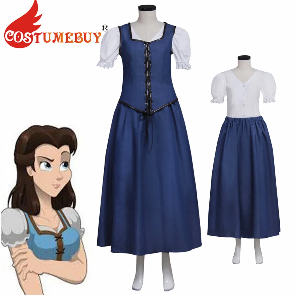 CostumeBuy ТВ Once Upon a Time Белль косплей костюм платье юбка Взрослый Хэллоуин