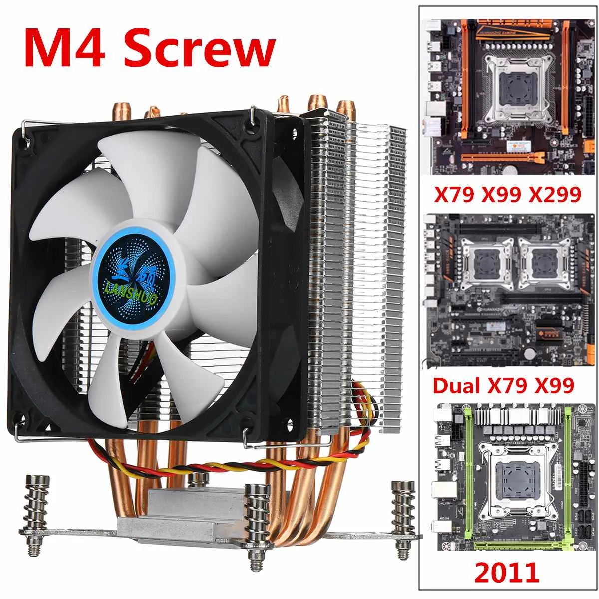 

4 Copper Heatpipe CPU Cooler Cooling Fan 90mm 3Pin CPU Cooler Fan Cooling Heatsink Radiator for Intel LGA 2011 X79 X99 299