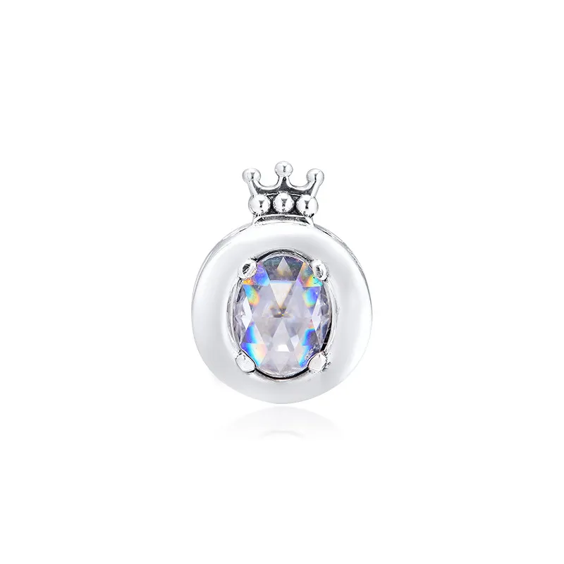 Clear-CZ-Crown-Letter-O-Crystal-Beads-for-Silver-925-Original-Charms-Bracelets-DIY-Charm-Beads