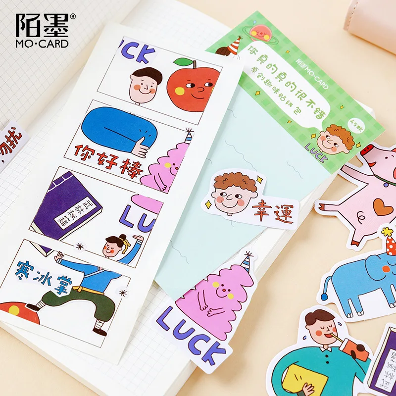 45pcs/pack Kawaii Stationery Stickers Cute day series Diary Decorative Mobile Stickers Scrapbooking DIY Craft Stickers