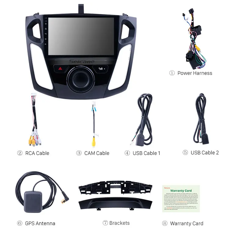 Best Seicane 9 inch Android 9.0 Car Multimedia Player For 2011 2012 2013 2014 2015 Ford Focus HD 1024*600 Touchscreen GPS Navigation 3