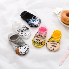 Весенние и летние носки, женские низкие носки Snoopy, женские носки, хлопковые трикотажные Носки с рисунком, скрытые носки, женские носки INS, волнистые носки