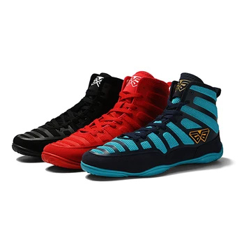 

2020 Mens Professional Wrestling Shoes Summer Breathable Boxing Sneakers Black Red Lightweight Flighting Wrestling Sneakers