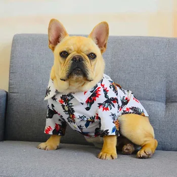 

Pet clothes spring and summer thin section Hawaiian pet shirt printing Pagoda law fighting dog clothes summer cool and breathabl