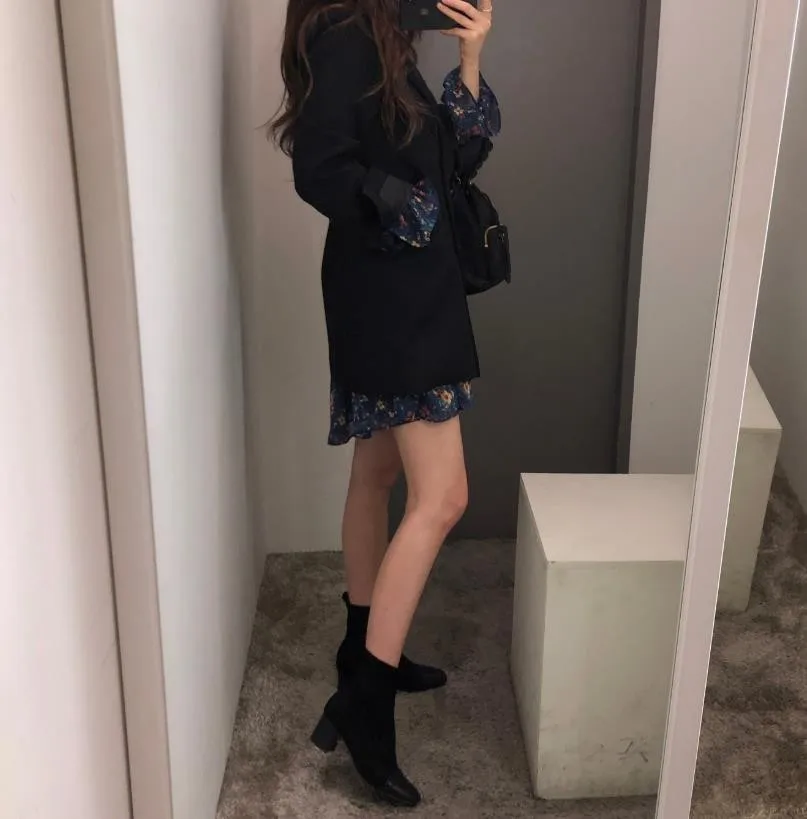 2020 Autumn Women Double Breasted Blazer Korean Black White Loose Notched Women Blazers And Jackets Ladies Office Coat Long