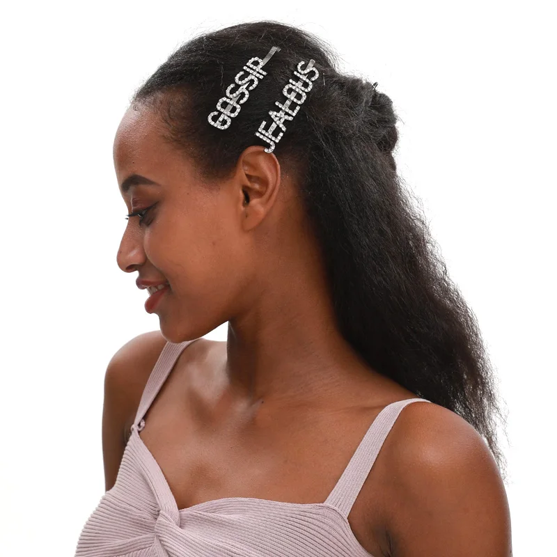 

Popular Words MELANIN BLESSED Rhinestone Hair ClipS Letters Barrette for Women Crystal Bling Letter Hairpins Hair Jewelry