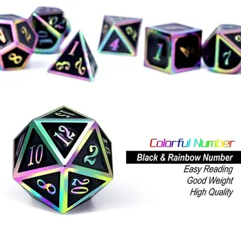 

New 7Pcs/Set Dice Set Metal Dice Playing Game table Poker Card Event Party Supplies Dungeons Dragons Party RPG MTG Board Game