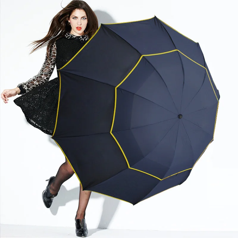 Обновленный 130 см Зонт от дождя для мужчин и женщин 3 складной большой Сильный ветрозащитный мужской зонт портативный открытый для бизнеса Famliy Paraguas - Цвет: Blue