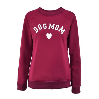 

Dog Mom Women's Plus Velvet Fashionable Long Sleeve Casual Sweatshirt Printing Heart-shaped Print Kawaii Sweatshirt Clothing