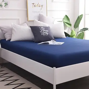 

42 100 Cotton Fitted Sheets Plain Solid Color Bedsheets Elastic Mattress Cover Protective Case Single Full Double Queen