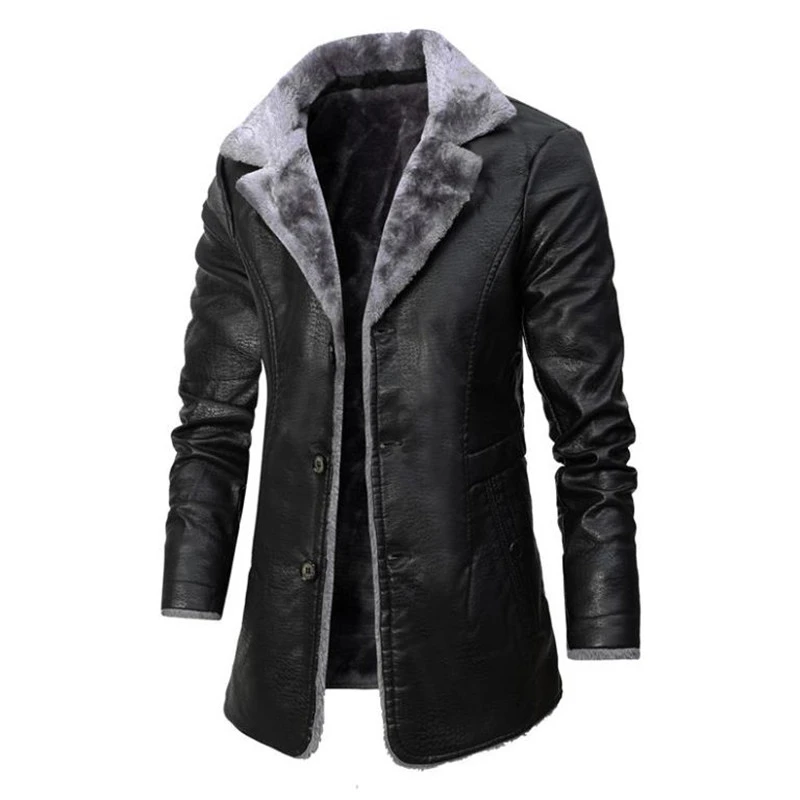 mens leather jackets on sale New Leather Jacket Men Coats High Quality PU Outerwear Men Business Winter Faux Fur Male Jacket Plus thick velvet Jacket faux leather jacket men
