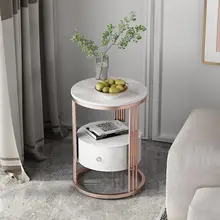 Table d'angle de luxe nordique légère avec motif de marbre, petit meuble de Table ronde