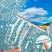 Limpador de limpador de escova de lavagem de vidro da janela com punho longo dupla face de rotação de janelas de lavagem rodo ferramenta de limpeza do agregado familiar