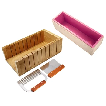 

Soap Cutting Tool Set Wooden Leaf Cutter Mold + 2 Pieces Straight Wave Stainless Steel Cutter