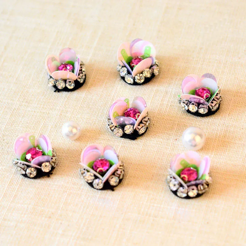 

10 Pc/lot Fashion Small Sequins Beads Flower Patches For Clothes DIY Applique Dress Bags Brooch Sew On Decoration Accessories