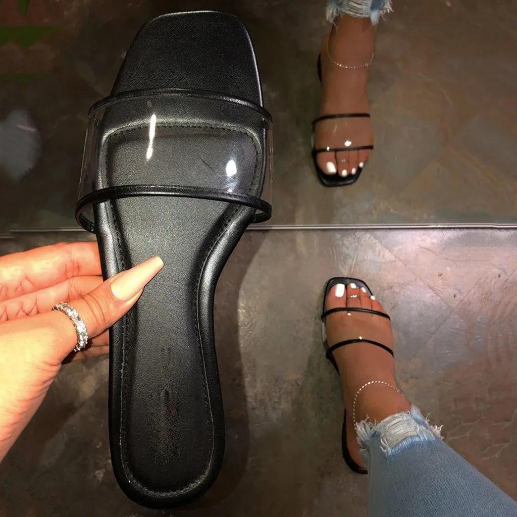 clear transparent flat sandals